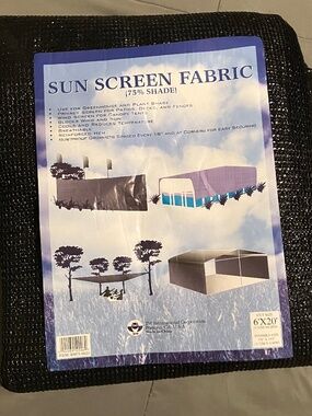 Sun Screen Fabric (75% Shade) - Black 6' x 20' rustproof grommets NEW WITH TAG,